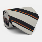 Modern Deep Navy Oranje Red Silver Grey Stripes Stropdas (Opgerold)