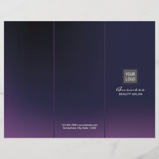 Modern Deep Paars Beauty Salon Spa Tri-Fold (Voorkant)