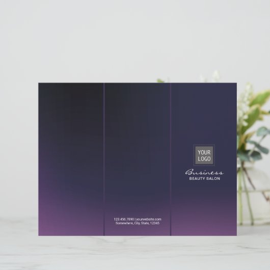 Modern Deep Paars Beauty Salon Spa Tri-Fold (Staand voorkant)