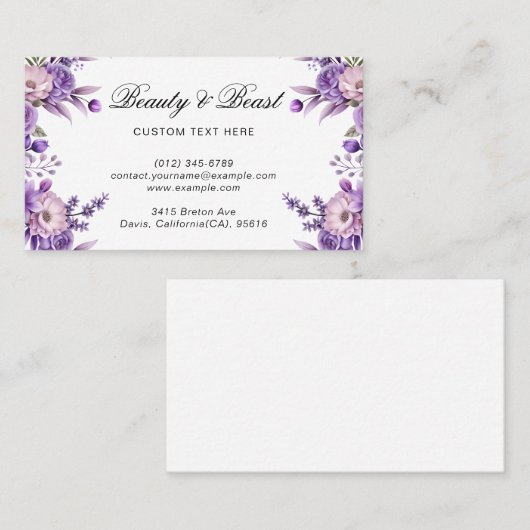 Modern Deep Pink Floral Calling Card with Elegance Contactkaartje (Voorkant / Achterkant)