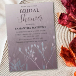 Modern Deep Plum Foliage Bridal Shower Kaart