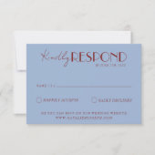 Modern Deep Red Blue Classy Fancy Wedding RSVP Kaartje (Voorkant)