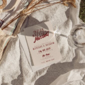 Modern Deep Red Retro Bold Funky Unique Wedding Kaart