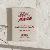 Modern Deep Red Retro Bold Unique QR Code Wedding Kaart