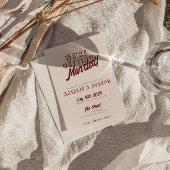 Modern Deep Red Retro Bold Unique QR Code Wedding Kaart