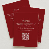 Modern Deep Red Wedding Details Qr Code Informatiekaartje
