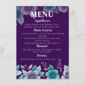 Modern 'Deep Zee Bloom' Wedding Menu | Paarse & Te (Voorkant)