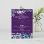 Modern 'Deep Zee Bloom' Wedding Menu | Paarse & Te (Staand voorkant)