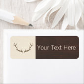 Modern Deer Antlers Pattern on Rustic Brown Wood Etiket (Insitu)