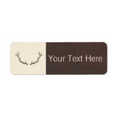 Modern Deer Antlers Pattern on Rustic Brown Wood Etiket (Voorkant)
