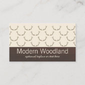 Modern Deer Antlers Pattern on Rustic Brown Wood Visitekaartje (Voorkant)