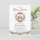 Modern Deer Christmas Baby shower Invitation Kaart (Staand voorkant)