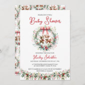 Modern Deer Christmas Baby shower Invitation Kaart (Voorkant / Achterkant)