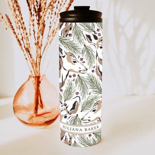 Modern Deer Foliage Personalized Thermal Tumbler Thermosbeker