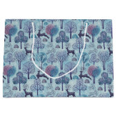 Modern Deer Forest Blue and Purple Holiday Groot Cadeauzakje (Voorkant)