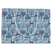 Modern Deer Forest Blue and Purple Holiday Groot Cadeauzakje (Achterkant)