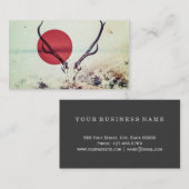 Modern Deer Head en Red Sun Artwork Visitekaartje (Voorkant / Achterkant)