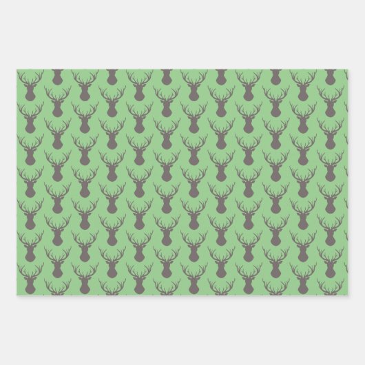 Modern Deer Head Silhouettes Inpakpapier Vel (Voorkant 2)