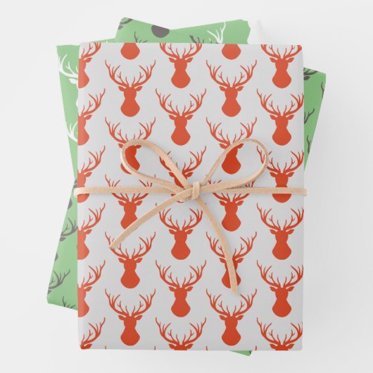 Modern Deer Head Silhouettes Inpakpapier Vel (In situ)