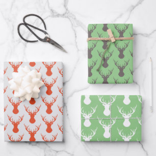 Modern Deer Head Silhouettes Inpakpapier Vel
