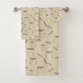 Modern Deer Illustration Beige Pattern Bath Towel  Bad Handdoek (Insitu)