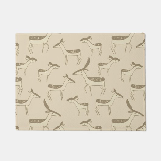 Modern Deer Illustration Beige Pattern Deurmat (Voorkant)