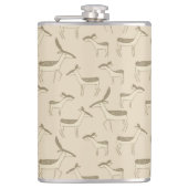 Modern Deer Illustration Beige Pattern Heupfles (Voorkant)