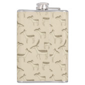 Modern Deer Illustration Beige Pattern Heupfles (Achterkant)