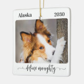 Modern Definieer Ondeugende Gepersonaliseerde Grap Keramisch Ornament (Links)