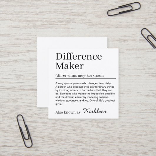 Modern Definitie Verschil Maker Vierkante Visitekaartje (Voorkant / Achterkant in situ)