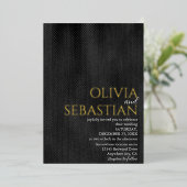 Modern delicaat zwart Minimal Textured Wedding Folie Uitnodiging (Staand Voorkant)