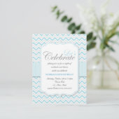Modern Delicate Blue Chevron Birthday Party Kaart (Staand voorkant)