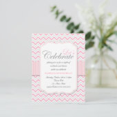Modern Delicate Pink Chevron Birthday Party Kaart (Staand voorkant)