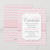 Modern Delicate Pink Chevron Birthday Party Kaart (Voorkant / Achterkant)