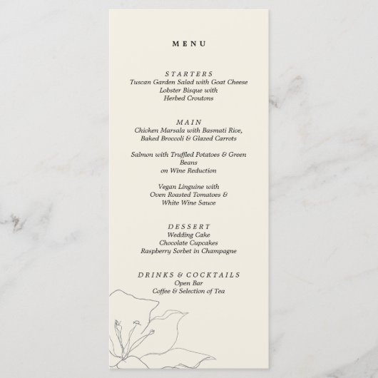 Modern Delicate Soft Eggshell Menu (Voorkant)