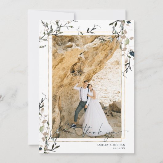 Modern Delicate Spring Greenery Wedding Bedankkaart (Voorkant)