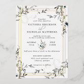 Modern Delicate Spring Greenery Wedding Invitation Folie Uitnodiging (Voorkant)
