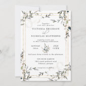 Modern Delicate Spring Greenery Wedding Invitation Kaart (Voorkant)