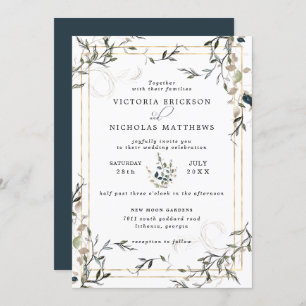 Modern Delicate Spring Greenery Wedding Invitation Kaart