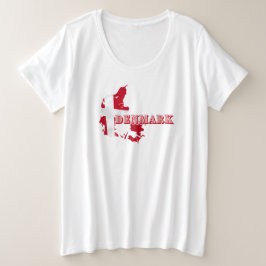 Modern Denemarken Letter MAP Vlag Souvenir Grote Maat T-shirt