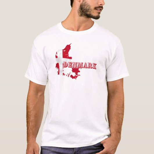 Modern Denemarken Letter MAP Vlag Souvenir T-shirt (Voorkant)