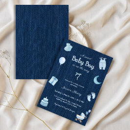 Modern Denim Baby Boy Baby shower Kaart