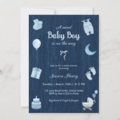 Modern Denim Baby Boy Baby shower Kaart (Voorkant)