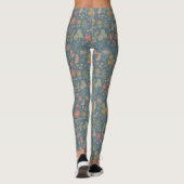 Modern Denim Blauw & Koraal Bloemen Leggings (Achterkant)