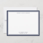 Modern Denim Blue Border Name & Address Note Card Notitiekaartje (Voorkant)