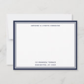 Modern Denim Blue Border Name & Address Note Card Notitiekaartje (Voorkant)