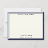 Modern Denim Blue Border Name & Address Note Card Notitiekaartje (Voorkant)