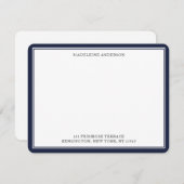 Modern denim Blue Double Border Flat Notitiekaartje (Voorkant / Achterkant)