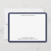 Modern denim Blue Double Border Flat Notitiekaartje (Voorkant)