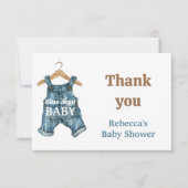 Modern Denim Blue Jean Baby Boy Baby shower Bedankkaart (Voorkant)